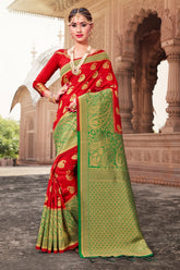Red Banarasi Art Silk Woven Saree